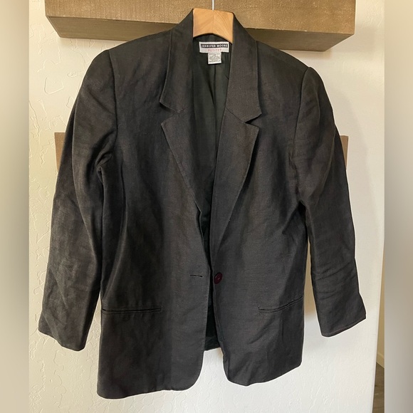 Jennifer Moore|Black Linen Blazer, Wardrobe Essential—Size 6P•••Excellent - Picture 1 of 11